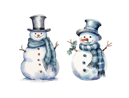 Snowman clipart, isolated vector illustration.のイラスト素材