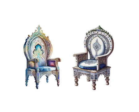 Moroccan chair clipart, isolated vector illustration.のイラスト素材