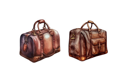 Leather suitcase clipart, isolated vector illustration.のイラスト素材