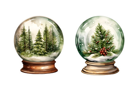 Snowball watercolor clipart illustration with isolated backgroundの素材