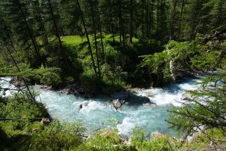 River in Rhemes Notre Dame valley along the trekking path, Aosta valley, Alps, Italy