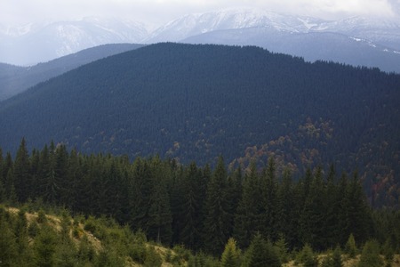 Carpathian mountain range in late autumn