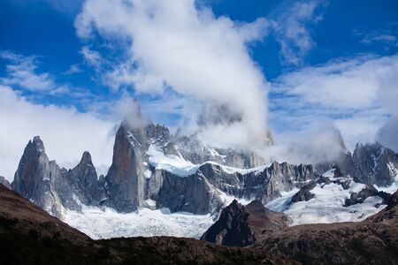Fitz Roy mountain in the clouds, Argentinaの写真素材