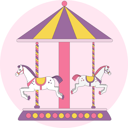 children's carousel horsesのイラスト素材