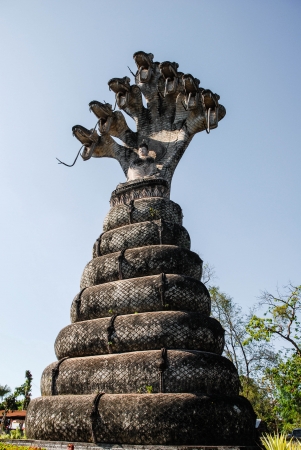  Buddha Meditation has seven headed serpent spread to cover の写真素材