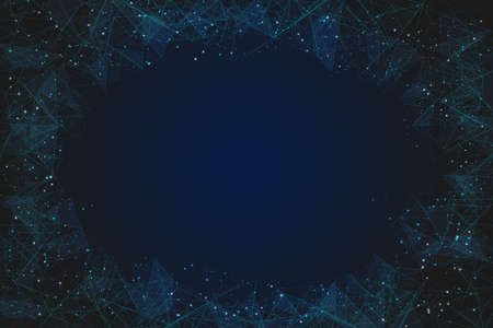 Abstract blue background. Polygonal low poly wireframe illustration looks like stars in the blask...