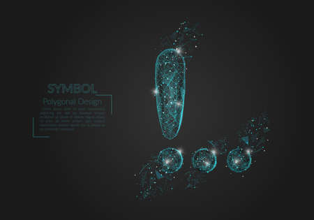 Abstract isolated blue image of a exclamation mark. Polygonal illustration looks like stars in the...