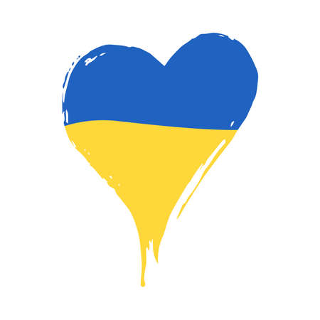 Pray for Ukraine concept. Save Ukraine and I Support Ukraine. Heart shape flag of ukraine. Vector Illustration isolated on white.のイラスト素材