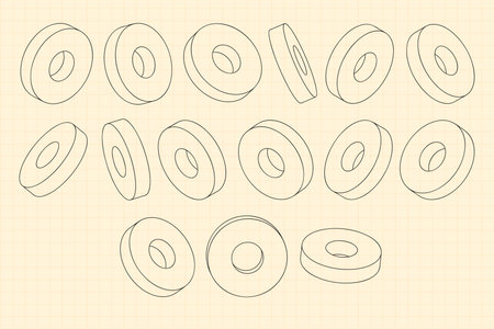 Mechanical engineering drawings on sepia background. Cutter, assembly tool with replaceable multi-faceted plate. Technical Design. Cover. Blueprint. Vector illustration.のイラスト素材