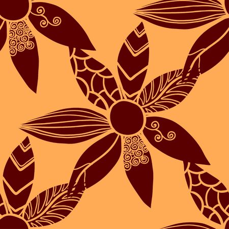 Vector decorative seamless pattern with herbal and floral motifsのイラスト素材