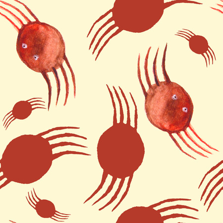 Abstract seamless pattern with watercolor spiders.のイラスト素材