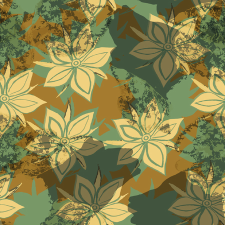 Vector decorative seamless pattern with herbal and floral motifsのイラスト素材