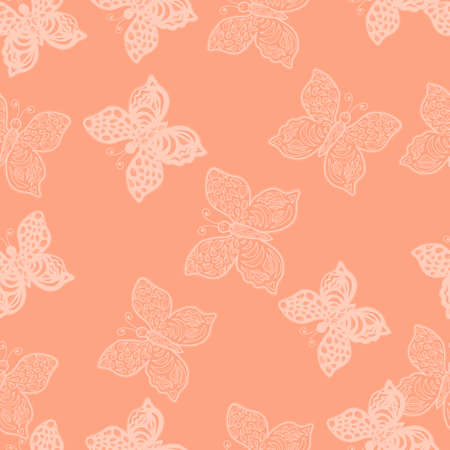 Seamless bright colorful butterflies pattern. Vector illustrationの写真素材
