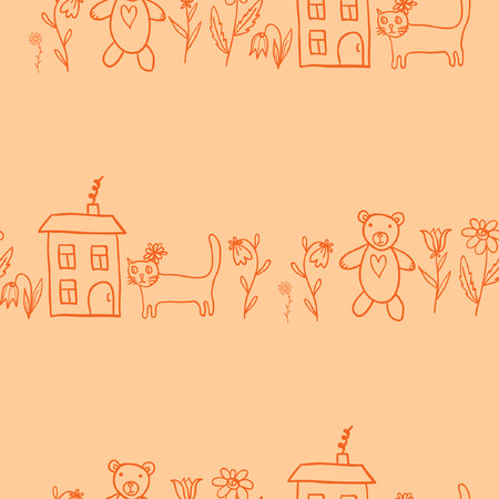 Abstract seamless background with animals, vector design elementのイラスト素材