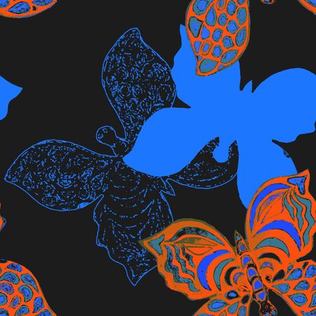 Seamless bright colorful butterflies pattern. Vector illustrationのイラスト素材