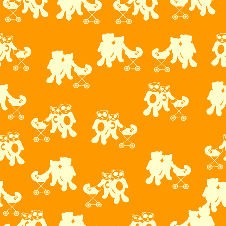 Abstract seamless background with bear, vector design elementのイラスト素材