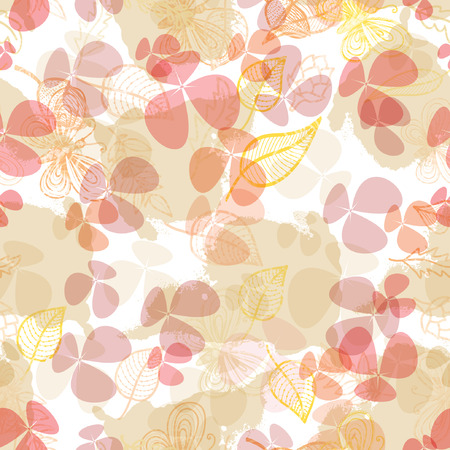 Vector decorative seamless pattern with herbal and floral motifsのイラスト素材