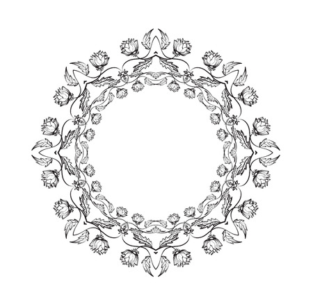 Vintage border frame with retro ornament pattern decorative designの写真素材
