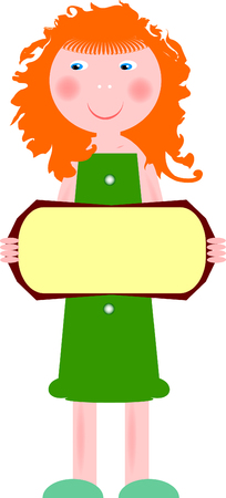 design element in flat style. Woman with empty board.のイラスト素材