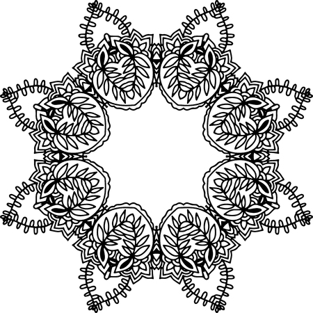 Black and white illustration. Vintage frame with curly decorative motifs.のイラスト素材