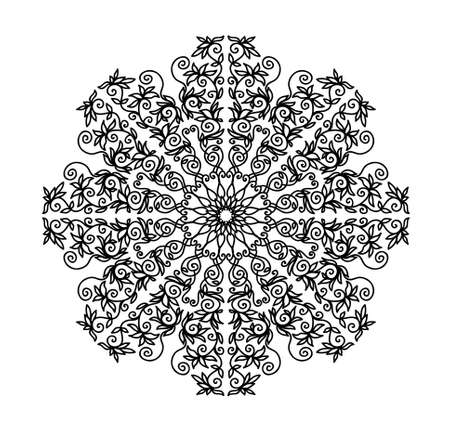Ornament black white card with mandala.のイラスト素材