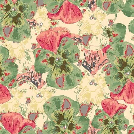 Seamless decorative background with watercolor painted elements.の写真素材