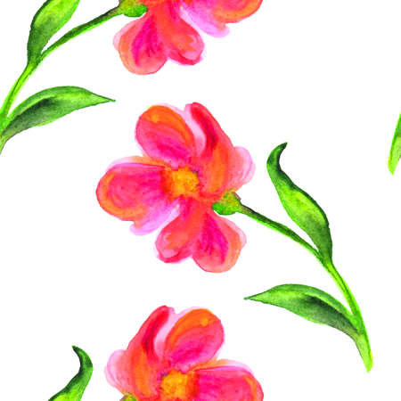 Seamless pattern watercolor flowers, paper, textile, fabric wrapper wallpaperのイラスト素材