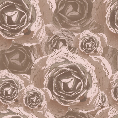 Seamless background with stylized floral and herbal motifs.のイラスト素材
