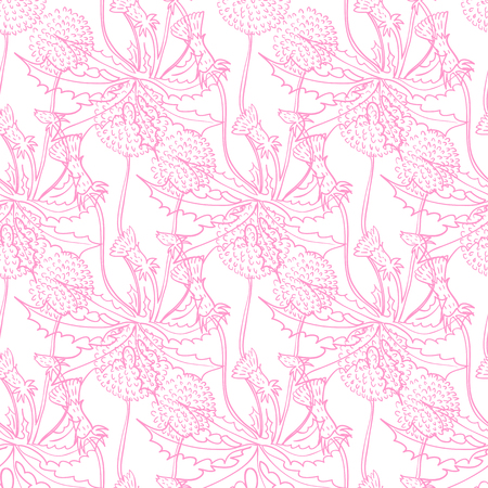 Seamless background with stylized floral and herbal motifs.のイラスト素材