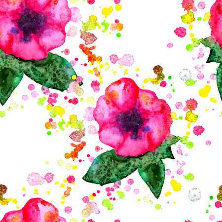Seamless pattern watercolor flowers, paper, textile, fabric wrapper wallpaperのイラスト素材