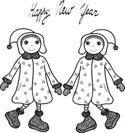 Two girlfriends. Sketch.のイラスト素材
