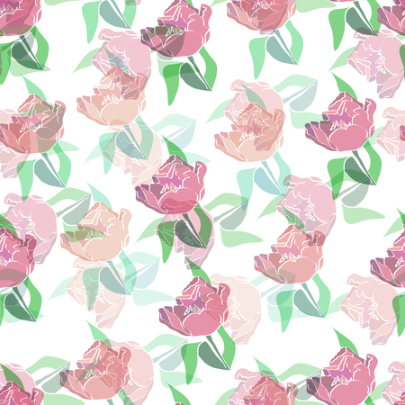 Seamless background with stylized floral and herbal motifs.のイラスト素材