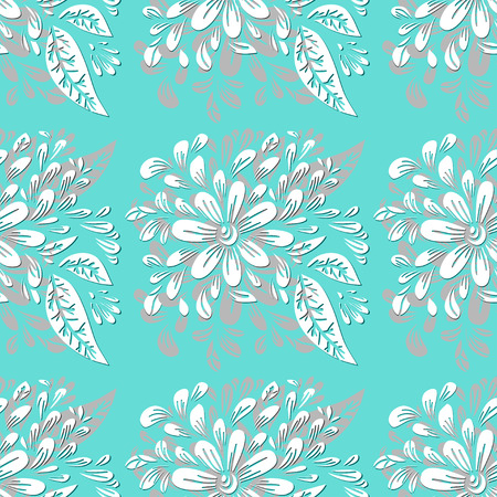 Seamless background with stylized floral and herbal motifs.の写真素材