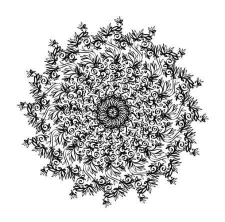 Ornament black white card with mandala.のイラスト素材