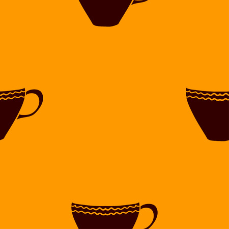 Seamless pattern with colorful hand drawn tea cups.のイラスト素材