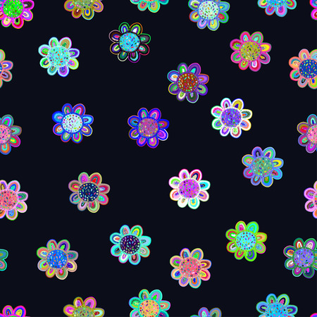 Seamless background with stylized floral and herbal motifs.のイラスト素材