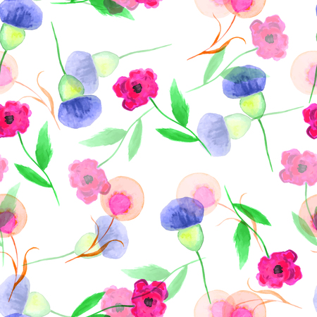 Seamless pattern watercolor flowers, paper, textile, fabric wrapper wallpapervectorのイラスト素材