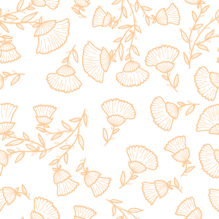 Seamless background with stylized floral and herbal motifs.の写真素材