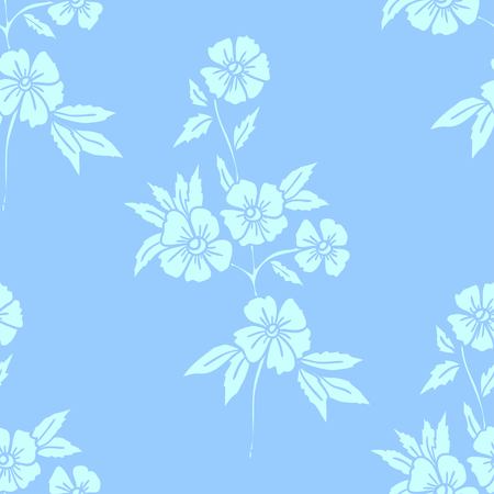 Seamless background with stylized floral and herbal motifs.のイラスト素材