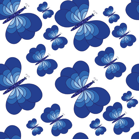 Abstract seamless pattern of colorful hand drawn butterfliesのイラスト素材