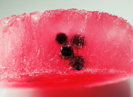 Fresh cool pink ice piece close up