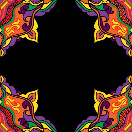 Abstract ornamental boho frame. Decorative design element.のイラスト素材