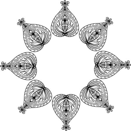 Abstract ornament. Decorative design element. Wreath with lacy stylized leaves.のイラスト素材