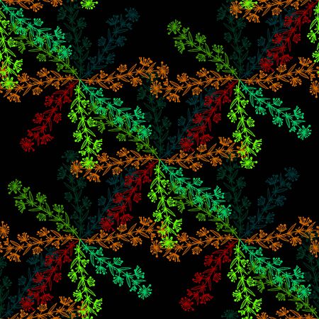 Seamless pattern with ornamental and herbal motifs.のイラスト素材