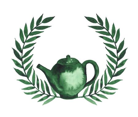 Hand drawn colorful teapot isolated on white backgroundの写真素材