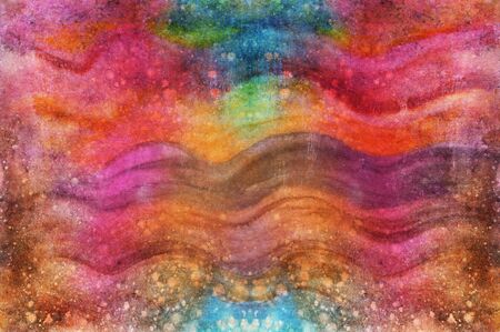 Watercolor bright hand painted abstract background. Handmade aged paper texture. Grunge overlay. Can be used for cards, invitations, web, clothing, textile, vintage poster, banner, scrapbook.の写真素材