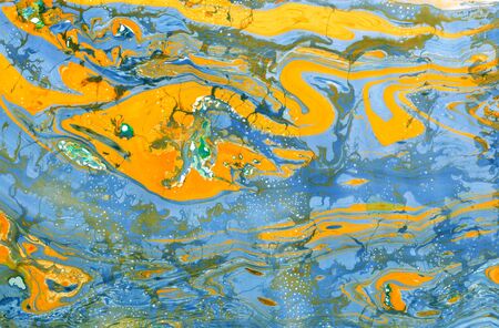 Abstract marble painting background in modern art style. Bright mixed vibrant colors. Liquid paint....