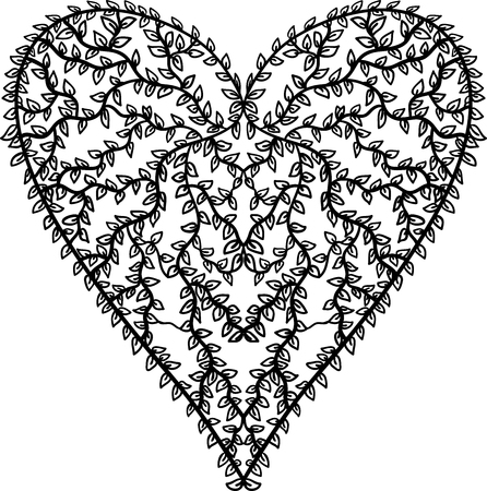 Heart shape of leaves on white background. Design element for Valentine's day card.のイラスト素材