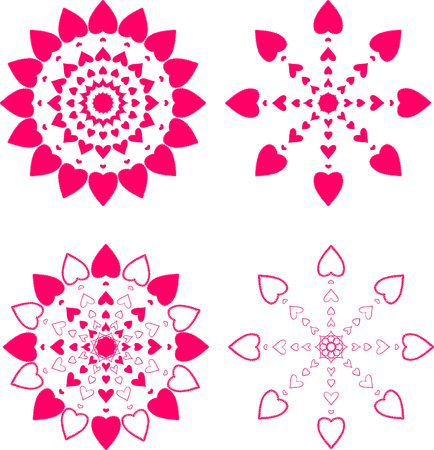 Set of decorative elements for design with stylized hearts.のイラスト素材