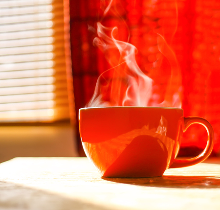 Ceramics cup of hot organic herbal tea.の写真素材